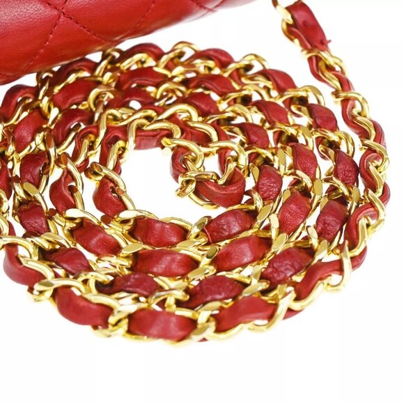 CHANEL CC Mini Matelasse Chain Shoulder Bag Leather Red GHW Vintage - Picture 6 of 16